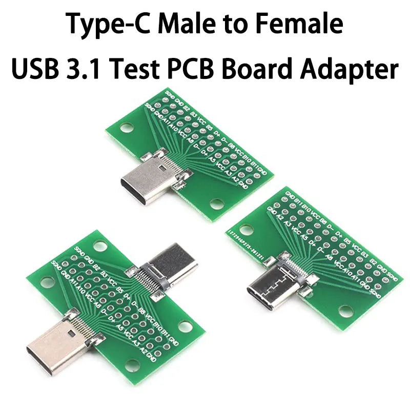 Type-C Male to Female USB 3.1 Test PCB Board Adapter Type C 24P 2.54mm Connector Socket For Data Line Wire Cable Transfer