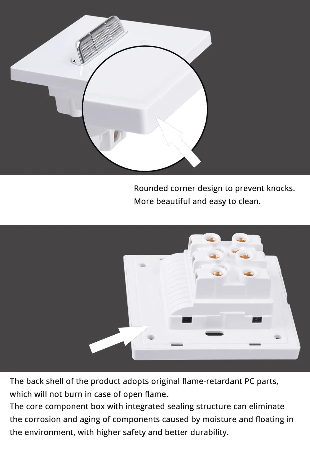 146 13a Reset Toggle Tempered Glass 2Gang UK Socket Switch Combination Panel Power Socket Office Hotel Home Villa Decoration