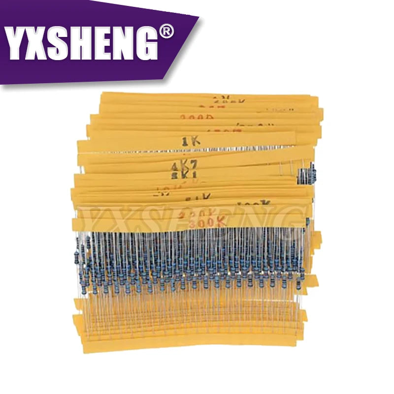 300/600PCS/Set 30 Kinds 1/4W Resistance 1% Metal Film Resistor Pack Assorted KIT Set1K 10K 100K 220ohm 1M Resistors
