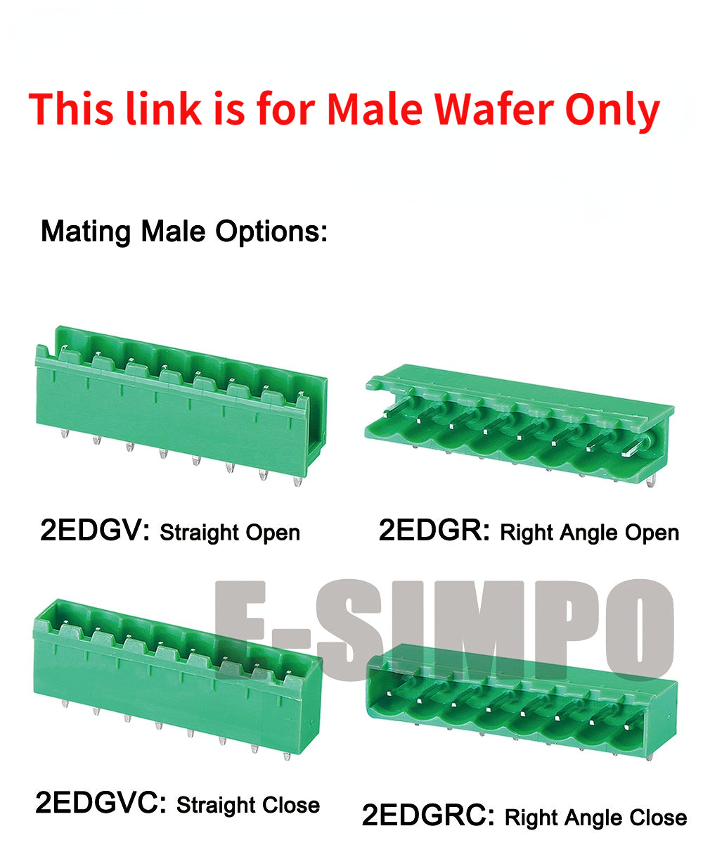 100pcs 2EDGR 5.08mm 2EDGV 2/3/4/5/10P Vertical/Right Angle Male Pin Wafer Only Phoenix Contact Connector PlugIn Terminal Block