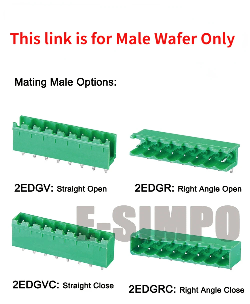 100pcs 2EDGR 5.08mm 2EDGV 2/3/4/5/10P Vertical/Right Angle Male Pin Wafer Only Phoenix Contact Connector PlugIn Terminal Block