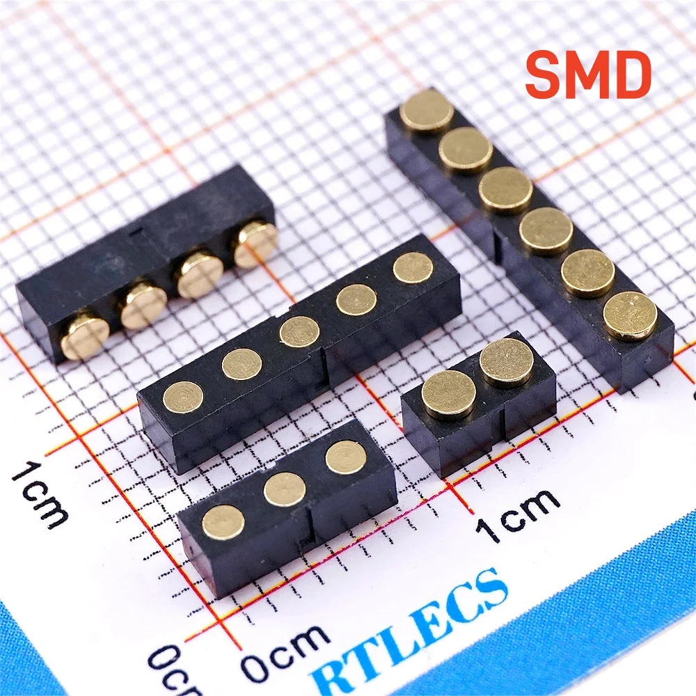 5 20Pcs Target Contact PAD Connector DIP 2.54 MM Grid 2 3 4 5 6 7 8 10 Position SMD Pogo Pin Header Strip Battery Power Charge
