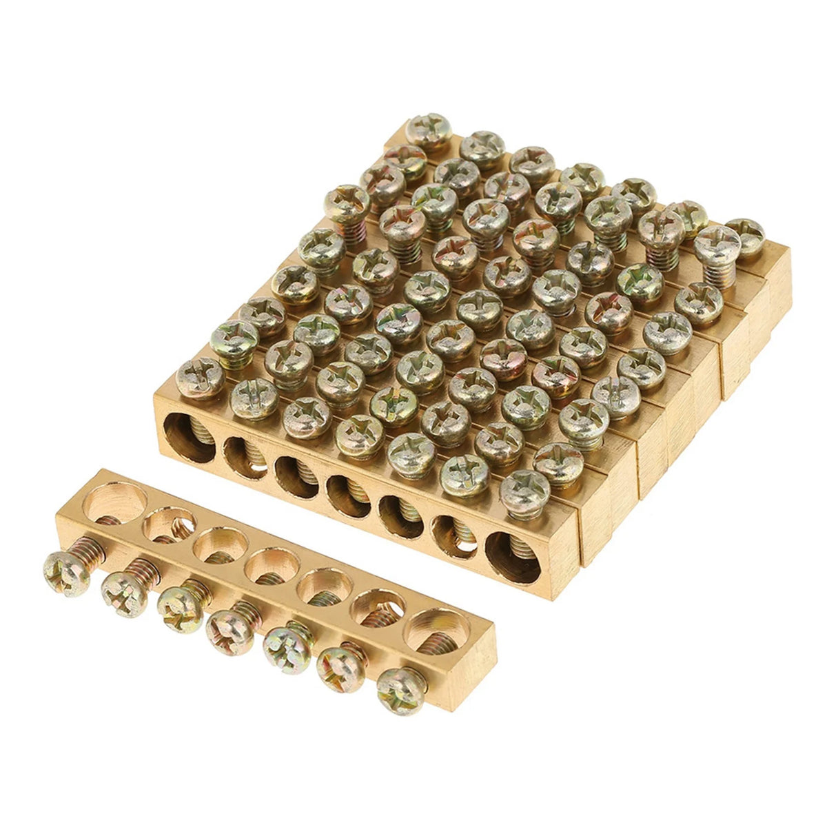 Ground Bar 7‑Hole Electrical Distribution Wire Screw Terminal Brass Ground Neutral Bar Terminal Bar