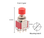 5PCS 3Pin C-NO-NC Reset Latching Toggle Switch Automatic return Push Button (ON)-OFF 5A125V/2A250V 6mm Mini Toggle Switches