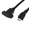 Micro Type USB USB 2.0 Male Connector to Type-c Mini USB 5pin Female Extension Cable Pitch 17mm With Screws Panel Mount Hole