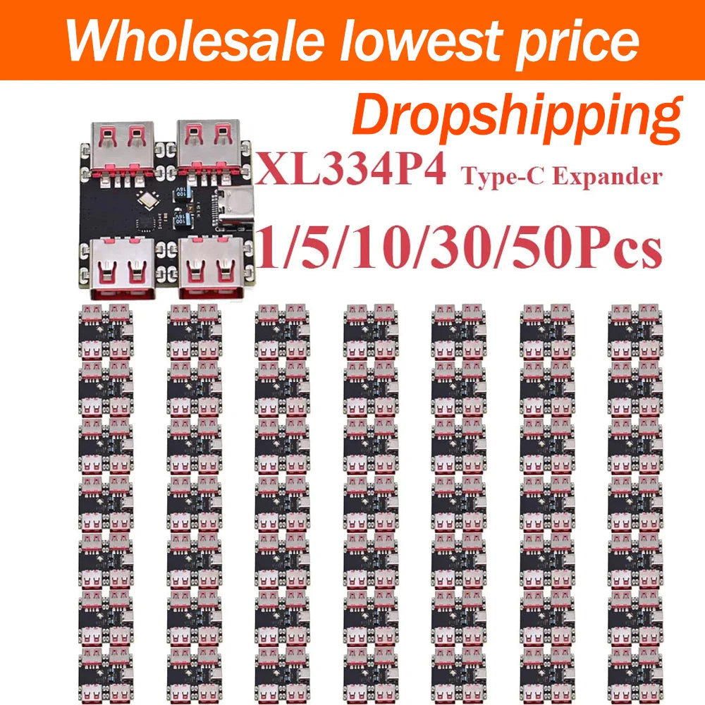 1~50Pcs XL334P4 Type C USB 2.0 4 Port Hub Expansion Module 1 To 4 USB Splitter Mini PCB Board High Speed USB Expansion Hub