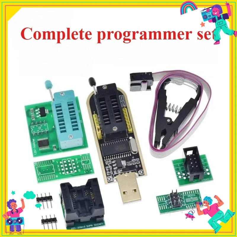 1PCS  CH341A CH341B 24 25 Series EEPROM Flash BIOS USB Programmer Module SOIC8 SOP8 Test Clip For EEPROM 93CXX / 25CXX / 24CXX