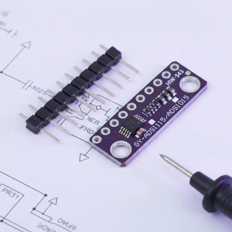 ADS1115 4 Channel 16Bit ADC Board Adjustable Gain High Precision Module for Low Power Consumption Electronic Projects Raspberry