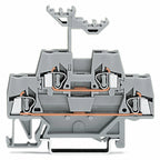 WAGO 280‑519 Double‑Deck DIN Rail Terminal Block 4‑Position 2.5mm² 20A Cage Clamp Spring Connector Gray