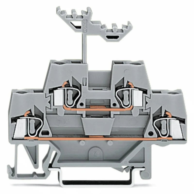 WAGO 280‑519 Double‑Deck DIN Rail Terminal Block 4‑Position 2.5mm² 20A Cage Clamp Spring Connector Gray