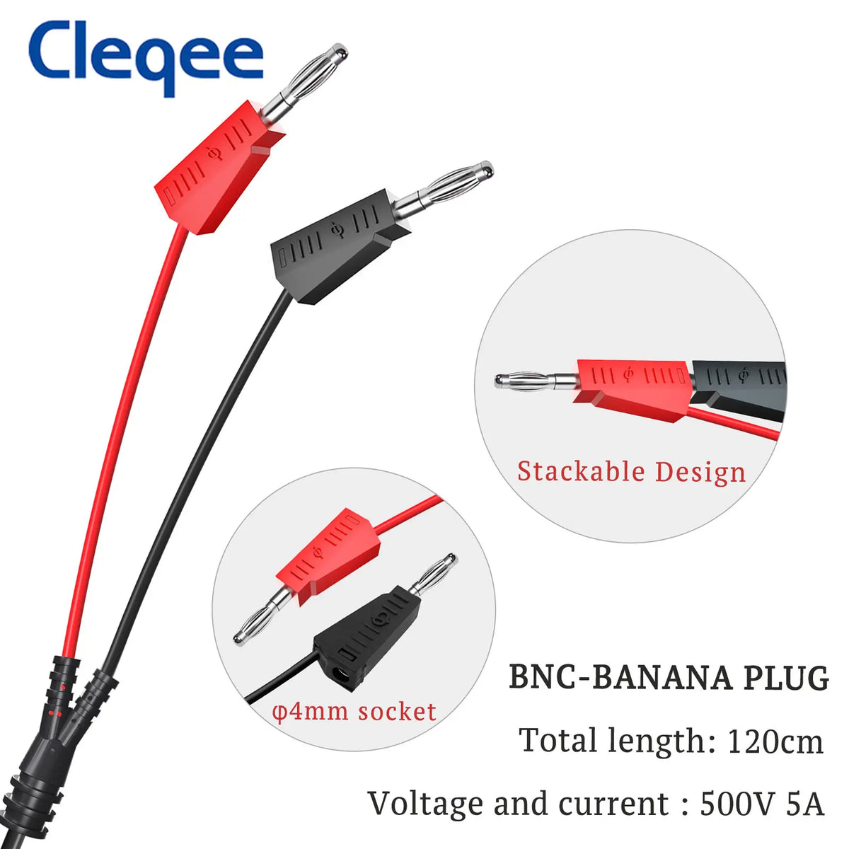 Cleqee P1197B BNC Test Lead Kit Test Hook Alligator Clip 4mm Banana Plug to BNC Q9 Male Plug Cables Oscilloscope Probes Wire Set
