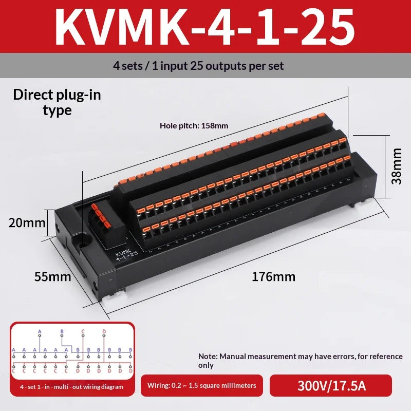 One in Multiple Out Direct Insertion Terminal Block Distribution Box DIN Rail Power Common Splitter PLC Signal Line Junction Box