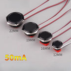 12 16 19 22mm Oxidized Black Ultra-thin Light Touch Button Tri-color Switch Waterproof IP65 Start Power Signal