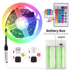 3AA Battery Power RGB Led Strip Light 5V 5050 with 3/17/24Key Remote Control Flexible Tape Waterproof Led Light TV Backlight