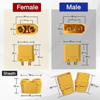 10pcs XT90 Connector XT90H Battery Connector XT-90 Male Female Bullet Connectors for RC Lipo Battery Motor DIY Parts