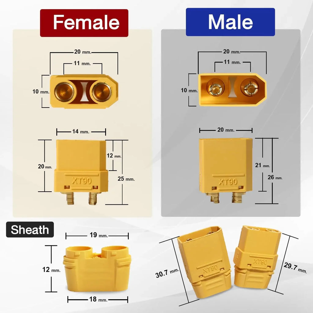 10pcs XT90 Connector XT90H Battery Connector XT-90 Male Female Bullet Connectors for RC Lipo Battery Motor DIY Parts