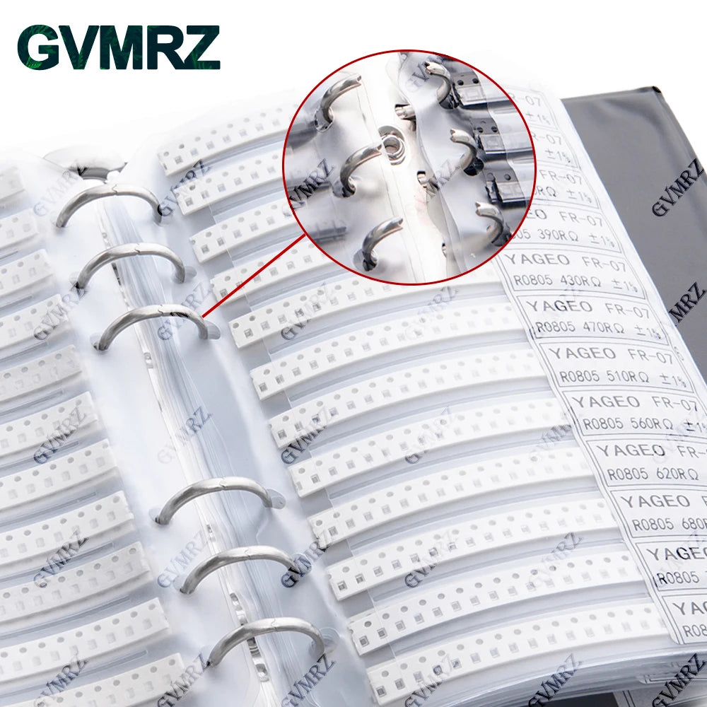 Resistor Kit SMD Book  Resistor Assortment Kit 0201 0402 0603 0805 1206 1% FR-07 170 Values 0R-10M Smd DIY Sample Book