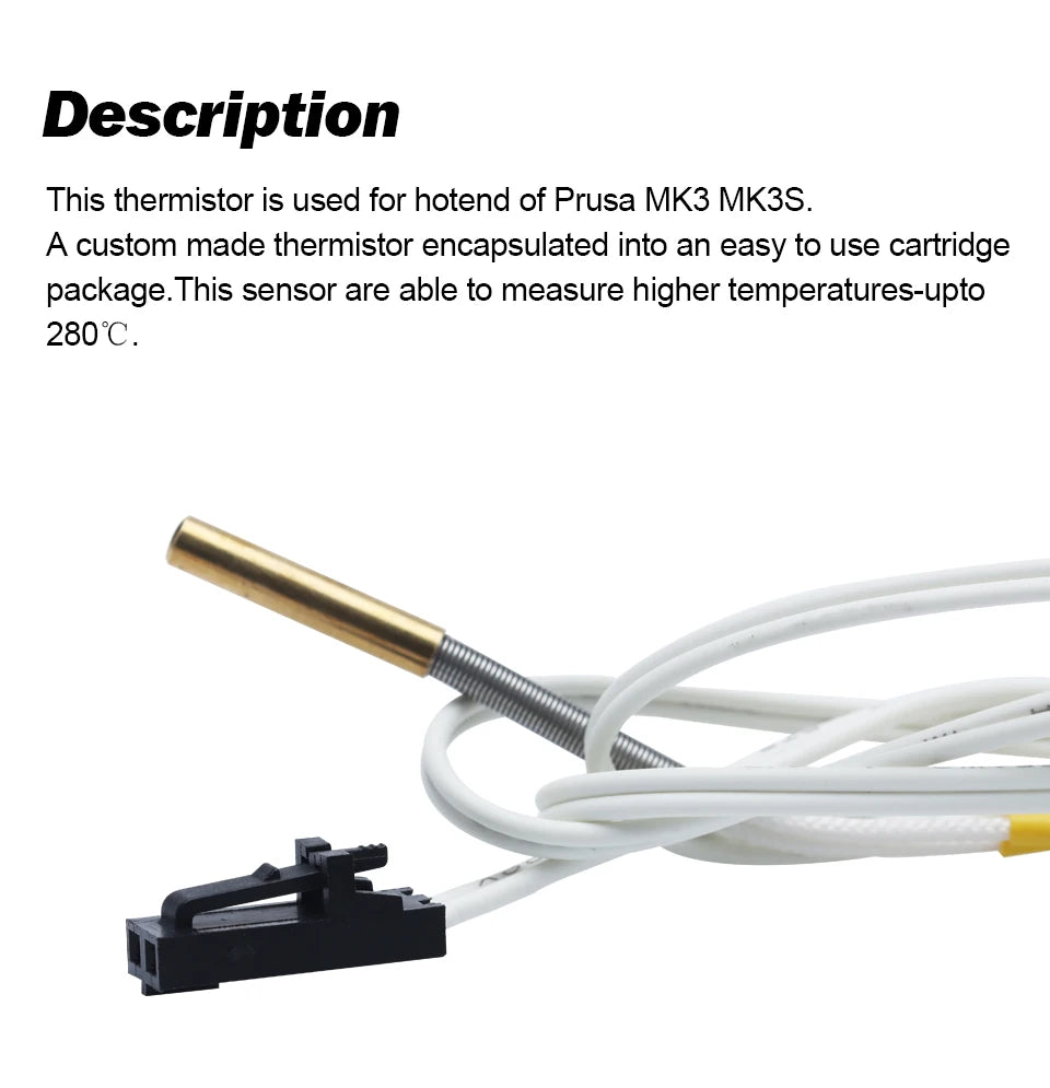 Trianglelab 104NT-4-R025H42G (Same 104GT-2) Thermistor 70CM Custom Plug for Prusa MK3 MK3S Hotend Use Directly