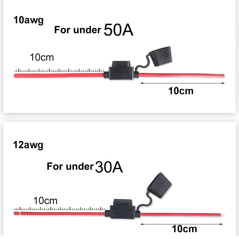 Waterproof Mini Small Medium Auto Fuse Holder 16/14/12/10AWG Car Blade Fuse wire cable 10A 20A 30A 50A fuse Power Socket