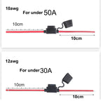 Waterproof Mini Small Medium Auto Fuse Holder 16/14/12/10AWG Car Blade Fuse wire cable 10A 20A 30A 50A fuse Power Socket