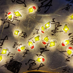 20L 6.5ft Christmas Light Copper Wire String Decoration Lights Festive Green Monster Design for Holiday Lighting
