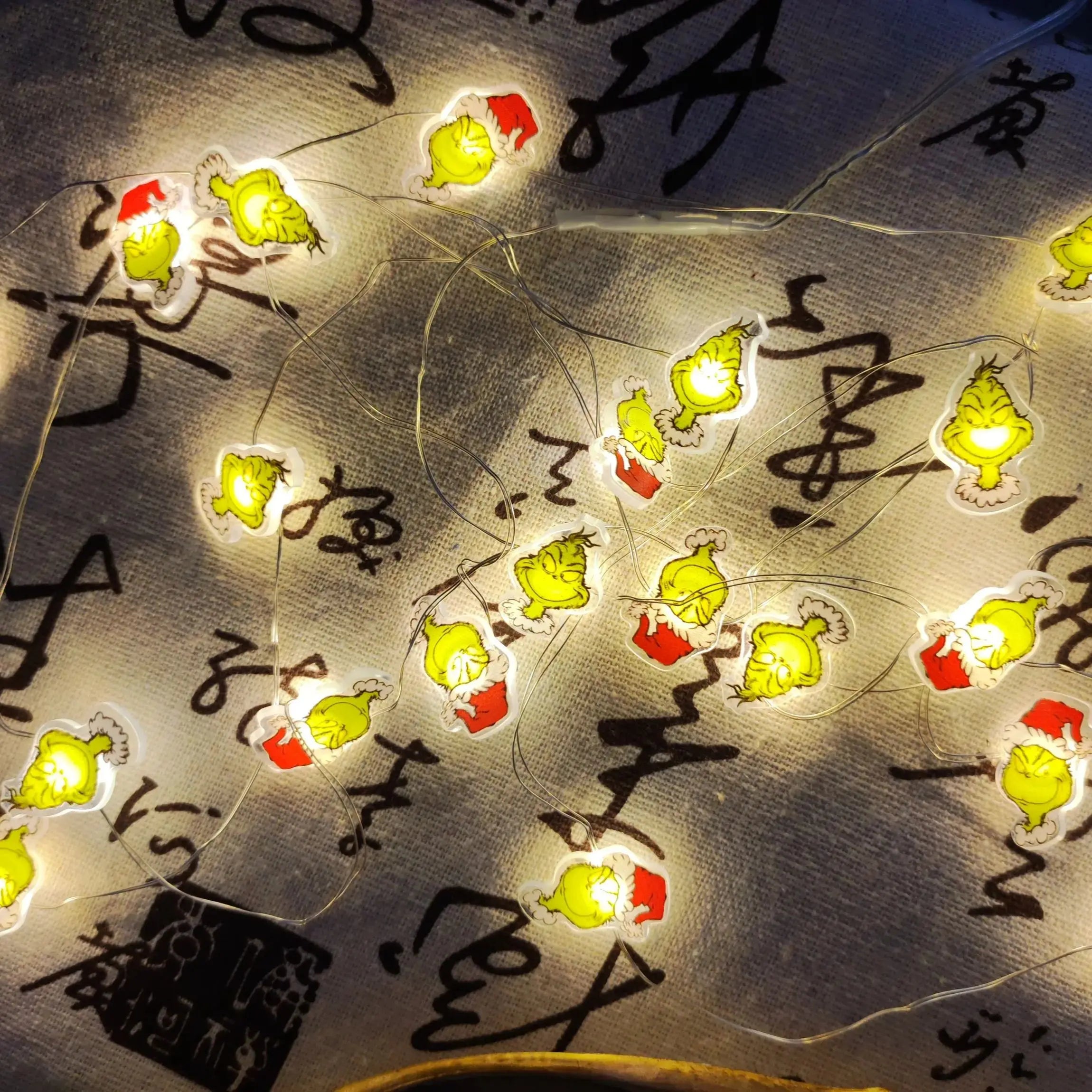 20L 6.5ft Christmas Light Copper Wire String Decoration Lights Festive Green Monster Design for Holiday Lighting