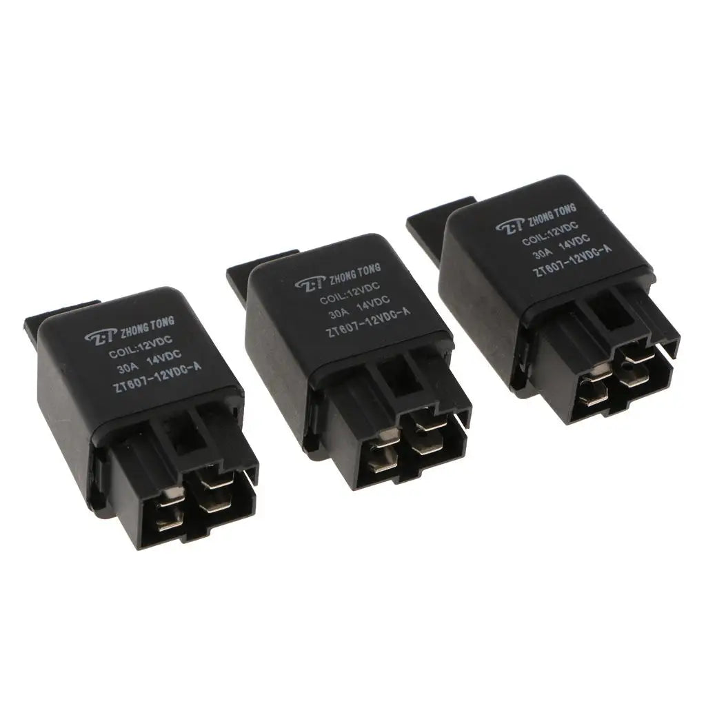 3PCS ZT607 DC12V 30A 4Pin Heavy Duty SPST Relay High Switching Capability