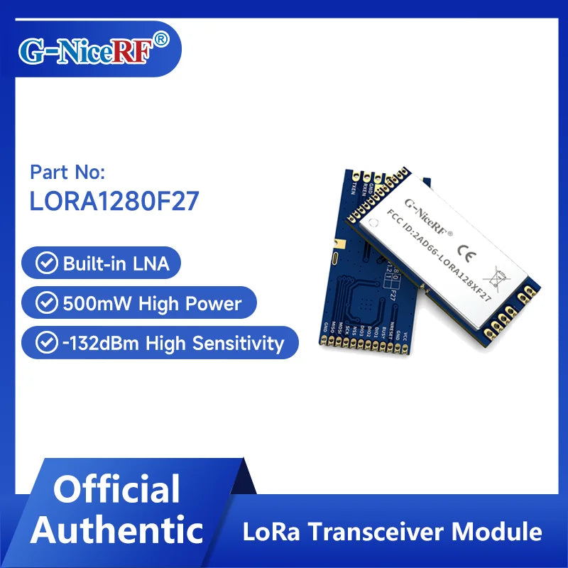 G-NiceRF| 2 PCS LORA1280F27 CE & FCC SX1280 500mW Long Range 2.4GHz LoRa Wireless Transceiver Module