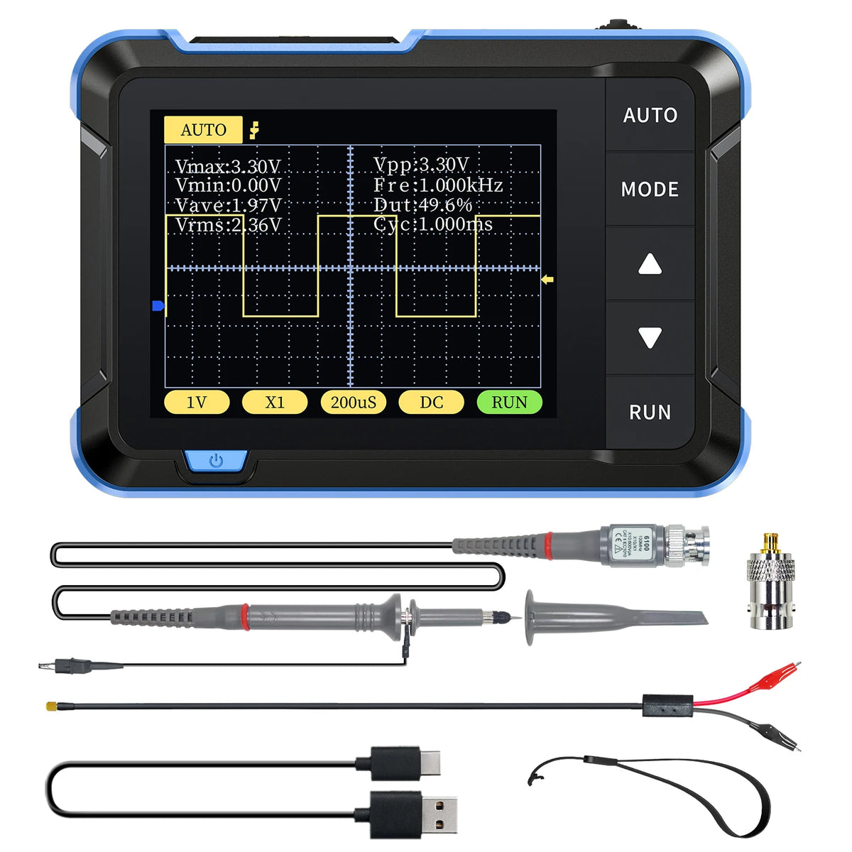 FNIRSI DSO152 TC3 Handheld Digital Oscilloscope With 200KHz/500kHz Bandwidth Supporting LCR Detection Signal Generator PWM Outpu