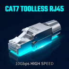 Cat7 Shielded Toolless RJ45 Crystal Plug, Zinc Alloy Shell Screw Locking Network Connector for 10Gbps High Speed Networking
