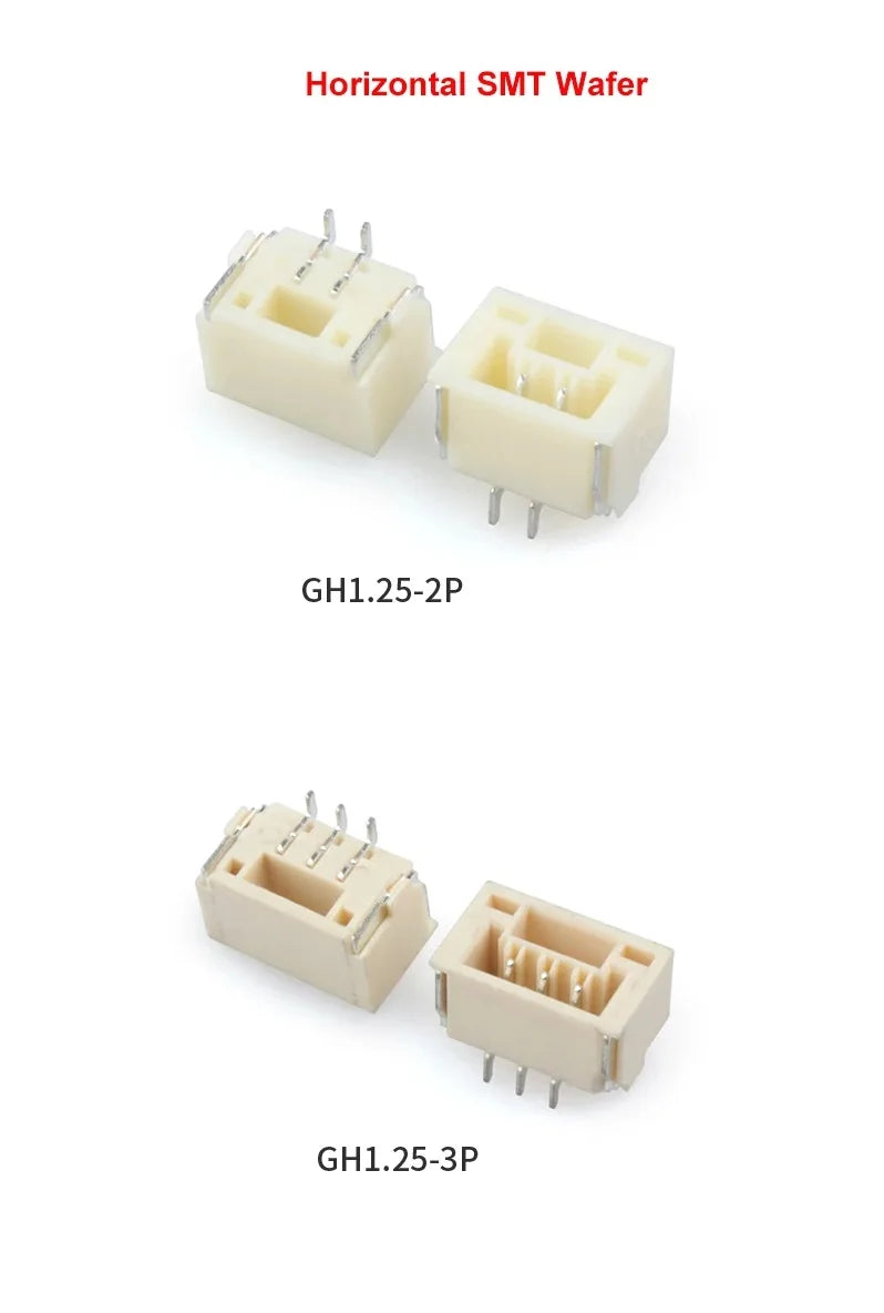 20pcs GH 1.25mm 2P 3P 8P 10P 12P Micro Right Angle Horizontal SMD SMT Wire Connector Wafer Male Pin Header with Lock/latch