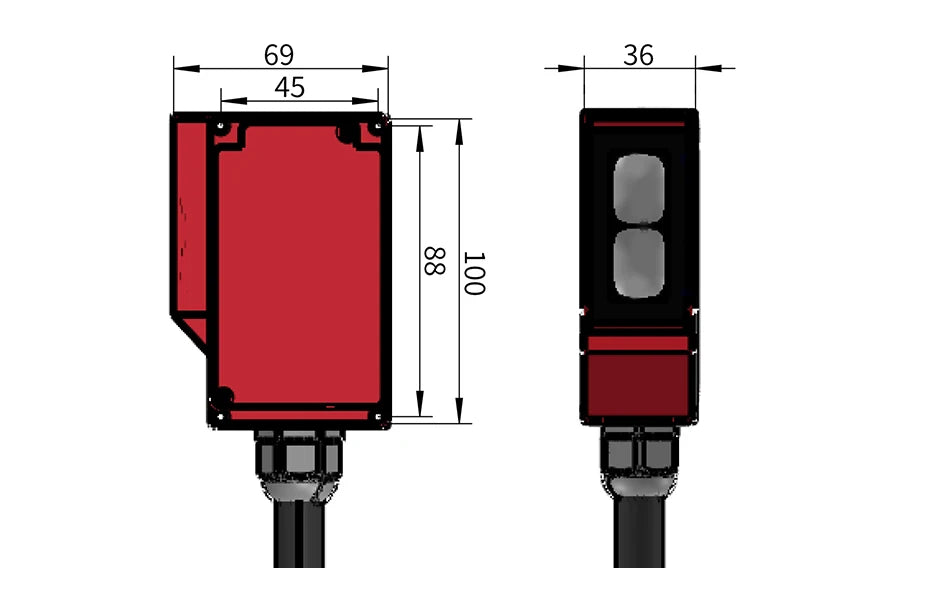 GTRIC Square Photoelectric Sensor Optic Infrared Switch Diffuse Reflection IP67 Waterproof 24-220V AC DC Universal 7m Distance