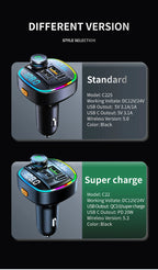 Bluetooth Handsfree FM Transmitter Car Radio Modulator MP3 Player With 22.5W USB Super Quick Charge Adapter for Car