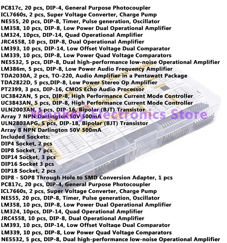 150pcs Integrated IC Circuits Chips Boxed PC817 ICL7660 NE555 LM358 JRC4558 LM393 LM339 Repair Appliances Send Clip Send Adapter