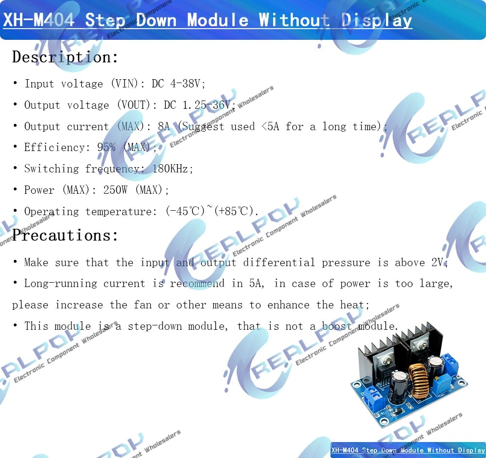 XL4016E1 XL4016 High Power DC Voltage Regulator DC-DC XH-M401 M404 Stetp-down Buck Module with Maximum 8A Tire Voltage Regulator
