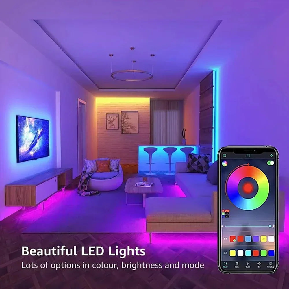1-30M USB 5V LED Strip Lights With Bluetooth 24Keys Remote Control RGB Flexible Lamp Diode Tape For Room Decoration TV Backlight