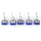5PCS Blue Mini MTS-102 3-Pin SPDT ON-ON 6A 125VAC Miniature Toggle Switches MTS-103 MTS-202 MTS-203 6PIN ON-OFF-ON