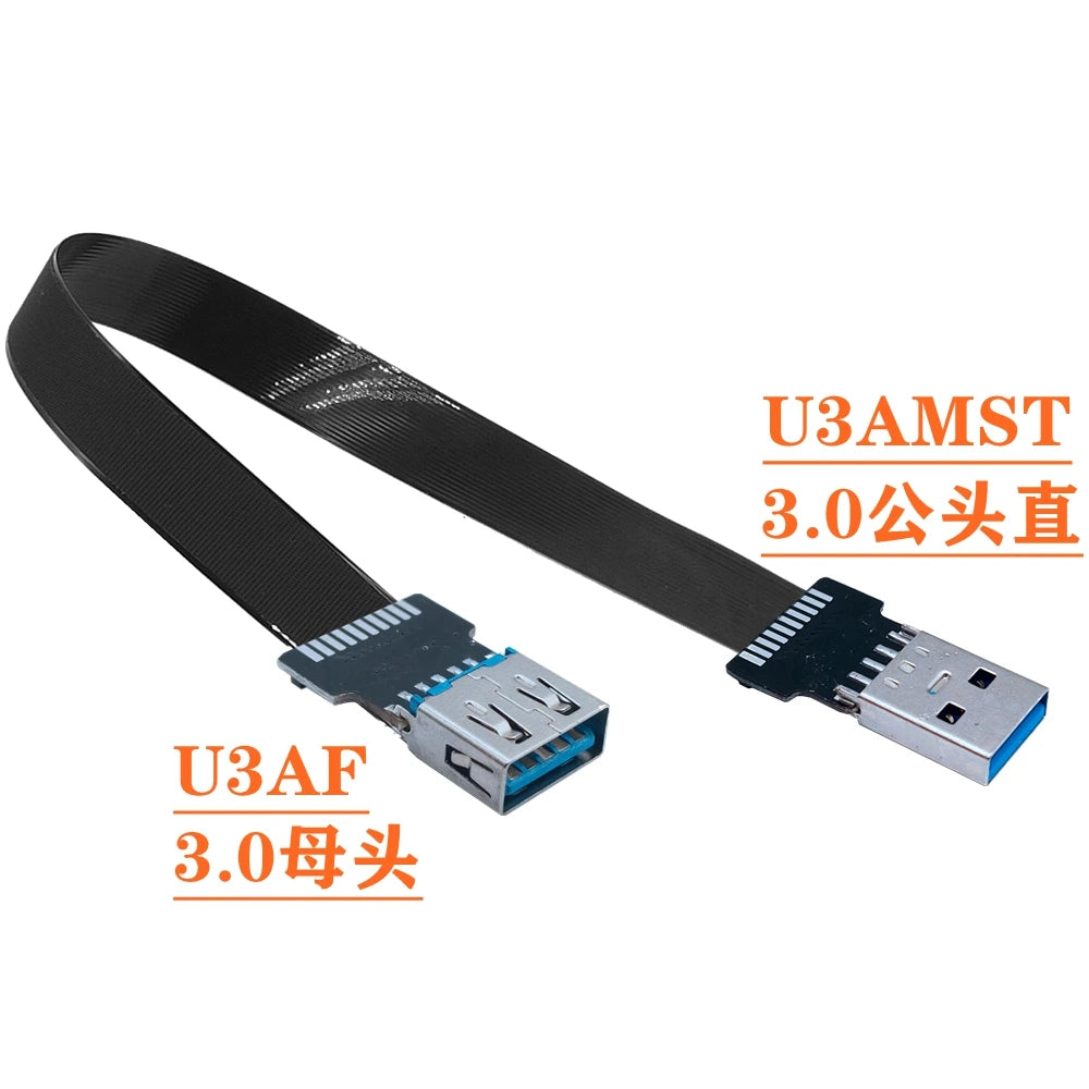 USB 3.0 male female conversion fpc elbow USB flat extension cable with 90 ° left and right bending USB port