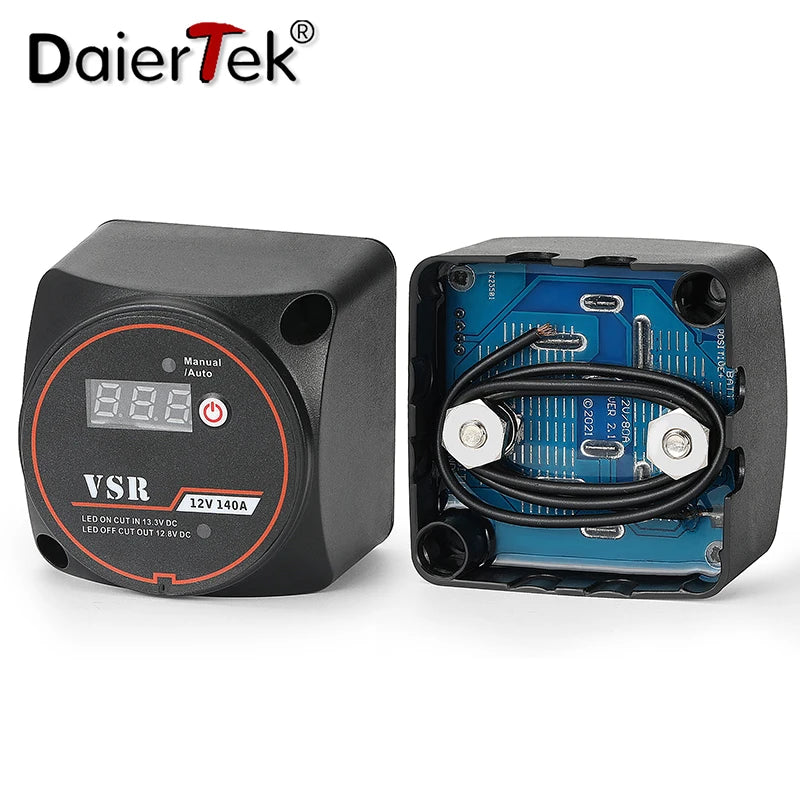 DaierTek Smart Dual Battery Smart Isolator 12V 140A Digital Voltage Sensitive Relay VSR Split Charge For Camper Car RV