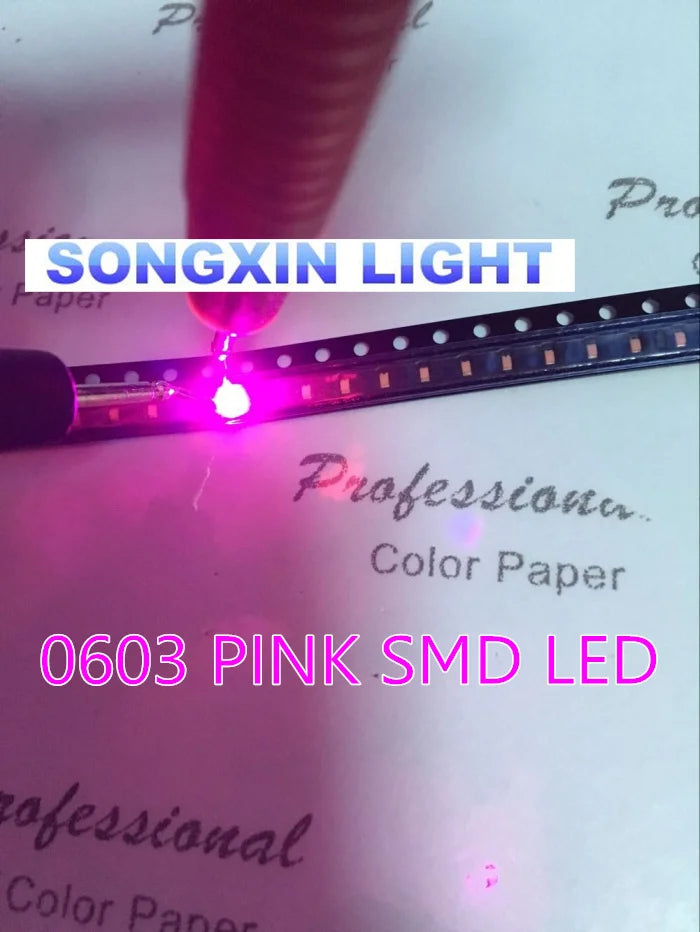 XIASONGXIN LIGHT 100pcs SMD/SMT Super Bright Surface Mount 0603 1608 Light Emitting Diode LED Diode LED 0603 Pink SMD LED