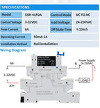10PCS DIN Rail Mounted Solid State Relay Slim SSR Relay Module DC Control AC DC Control DC 6A SSR-41FDA/DD