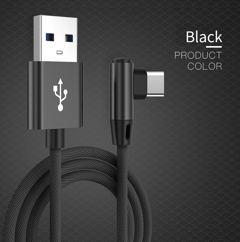 OLAF 5A USB C Cable Fast Charging Micro USB for Huawei Mate 40 30 Xiaomi Samsung 90 Degree Mobile Phone Charging Cord 1M/2M/3M