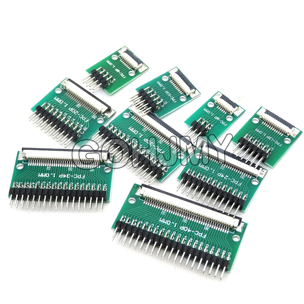 0.5mm 1.0mm To 2.54mm FPC FFC Adapter Board Connector Straight Needle And Curved Pin 6 8 10 12 20 24 26 30 34 40 50 60 80 Pin