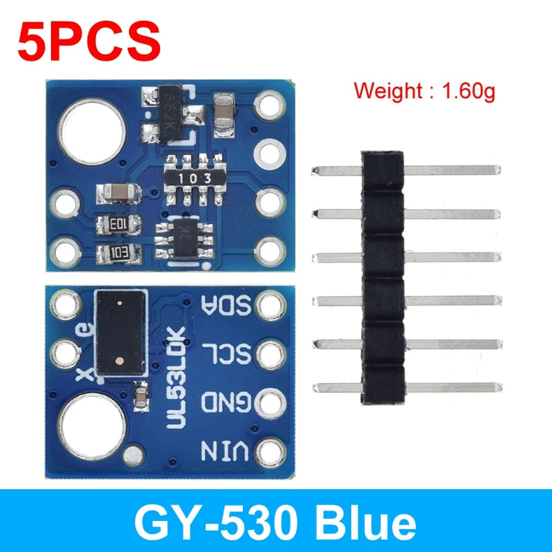 1/5PCS VL53L0X Time-of-Flight (ToF) Laser Ranging Sensor Breakout 940nm GY-VL53L0XV2 Laser Distance Module I2C IIC 3.3V/5V