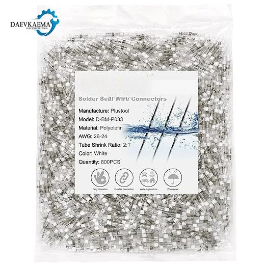 Blue Heat Shrink Solder Seal Wire Connectors Kit Waterproof Butt Connector Heat Shrink Electrical Terminals or Marine Automotive