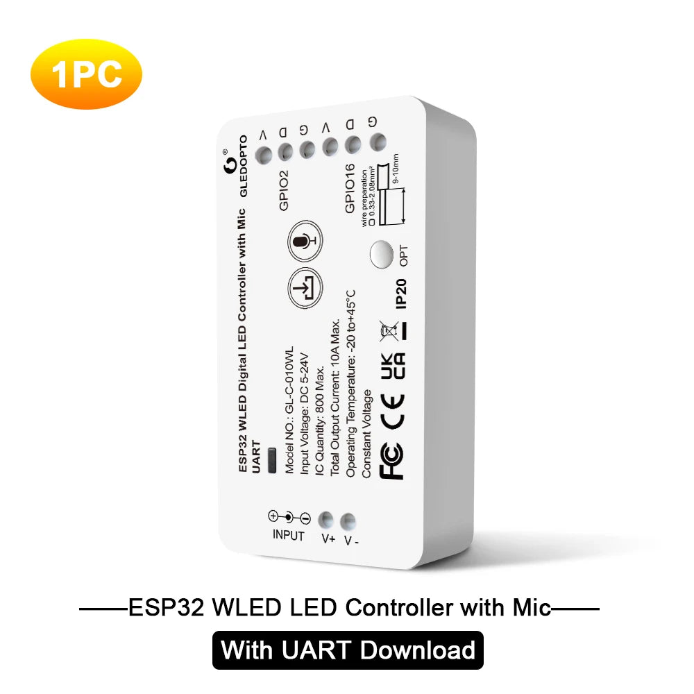 GLEDOPTO ESP32 WLED LED Controller With Mic DIY Music Dynamic Modes For WS2811 WS2812 SK6812 TM1814 WS2813 WS2815 Strip Lights