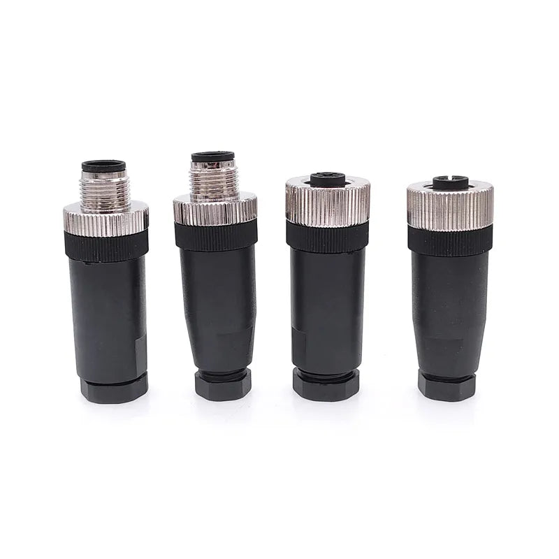 1Pc M12 Sensor Connector Waterproof Straight Angle Male Female Screw Threaded Plug Coupling 3 4 5 8 Pin