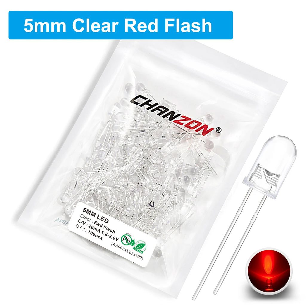 100Pcs 3mm 5mm Led Diode Flashing White Red Green Blue Yellow RGB Fast Slow Flash Diffused Clear Color Changing Light Emitting