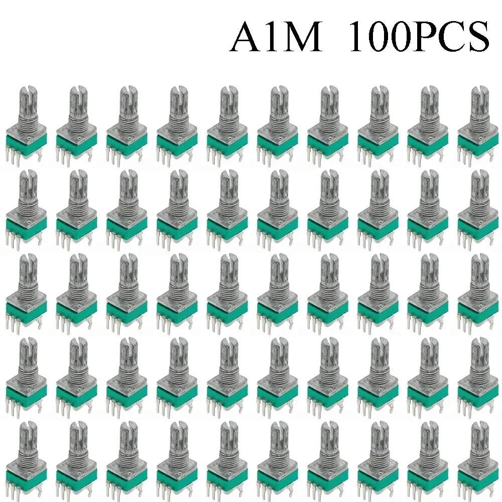 100PCS RK097 Precision Linear Potentiometer Vertical Single Link Shank 15mm D axis B2K B10K B20K B50K B100K B500K B1M
