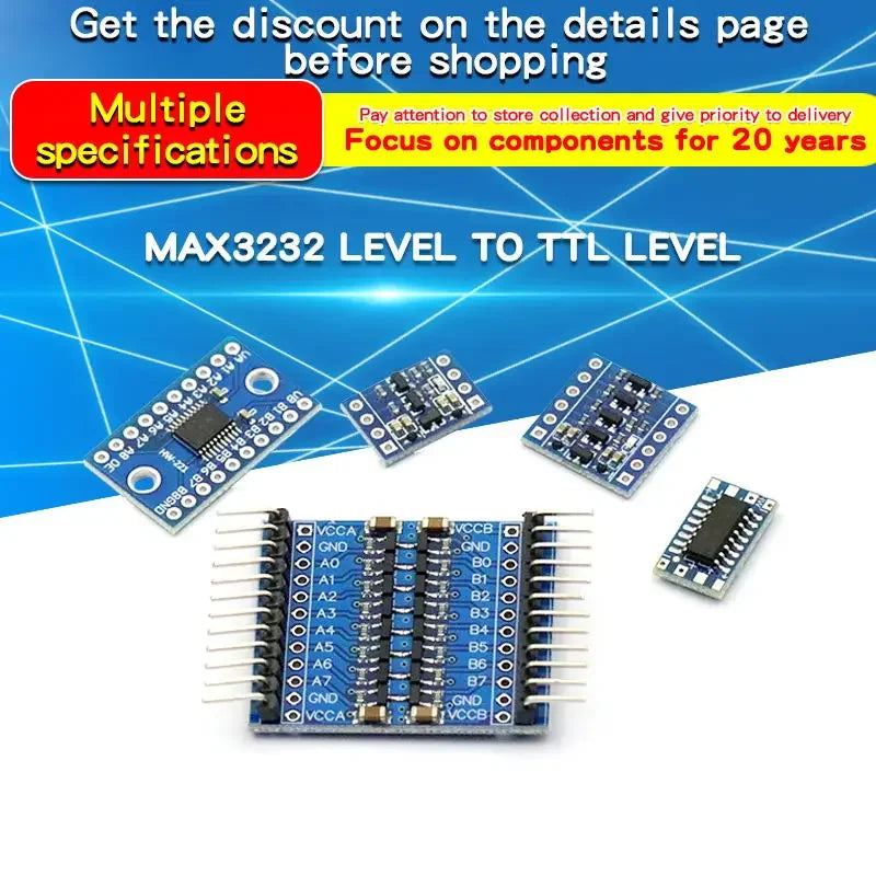 1PCS MAX3232 Serial Port Mini RS232 to TTL Converter Adaptor Module Board miniRS232 MCU 2/4/8 serial port conversion module